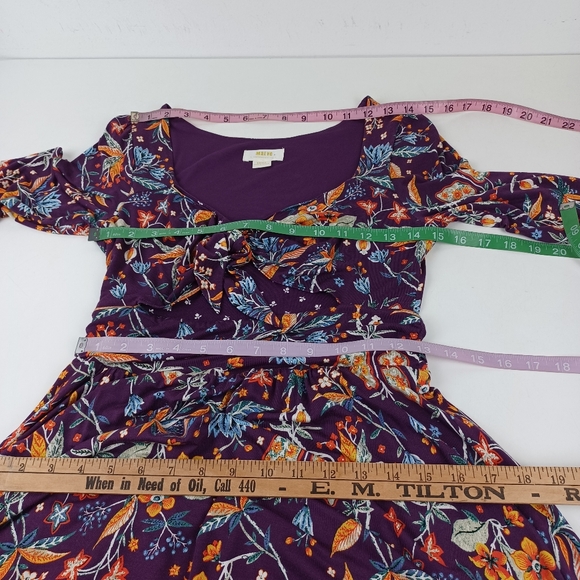 Anthropologie Maeve Women Beloved Floral Dress Size S Feminine Stretch Tie Front - Picture 15 of 16